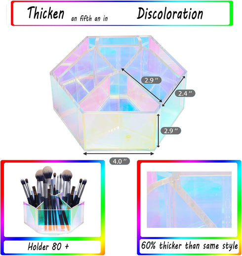 Luxurious Spin Makeup Organizer, Iridescent Makeup Brushes Holder