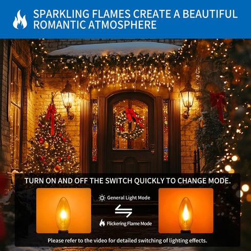 Bulbs 1.5W=3W, NonDimmable 1800K Bulbs Bulb E12 c35e12(2pack)) ANWIO Flicker Flame Light Flame Tip Warm Light Orange