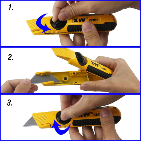 XW Fixed-Blade Utility Knife, Non-Retractable Heavy Duty Drywall Cutter, Extra 10 Blades Included, 2-Pack