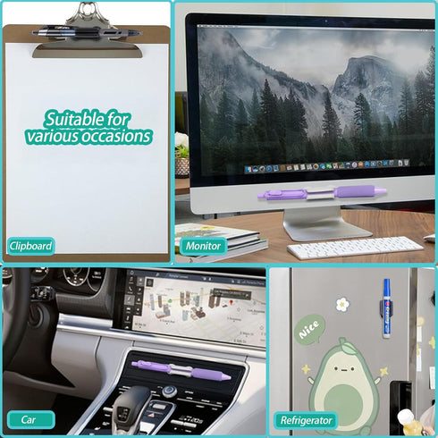 Freewindo 6Pack (6 Adhesive Pen Holder for Wall Pencil Holder for Desk Organizer, Silicone Pen Holders for Clipboard