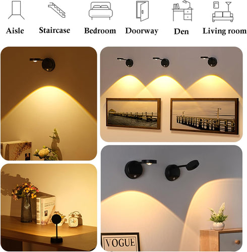 2200mAH Dimming Wireless Picture Light Battery Operated, Rechargeable Painting Light with Motion Sensor and Rotatable