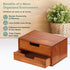 Double Drawer Desktop Storage Organizer, Modern Wood Design 2-Drawer Stackable Unit, Mahogany Wood