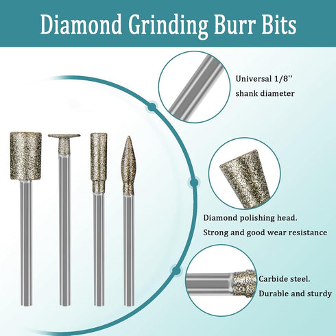 Stone Carving Set, 50PCS Diamond Burr Bits Compatible with Dremel for Carving, Engraving, and Grinding