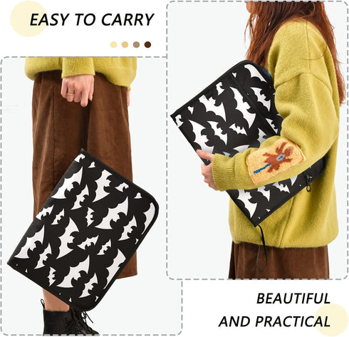 Halloween Bats Expanding File Folder, 13 Pockets, Black Animals Accordion Organizer for A4 Letter Size