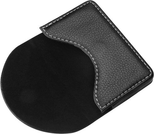 Leather Business Card Holder Wallet for Men or Women, Pocket Name Card Case with Magnetic Shut, Holds 25 Cards (Black)