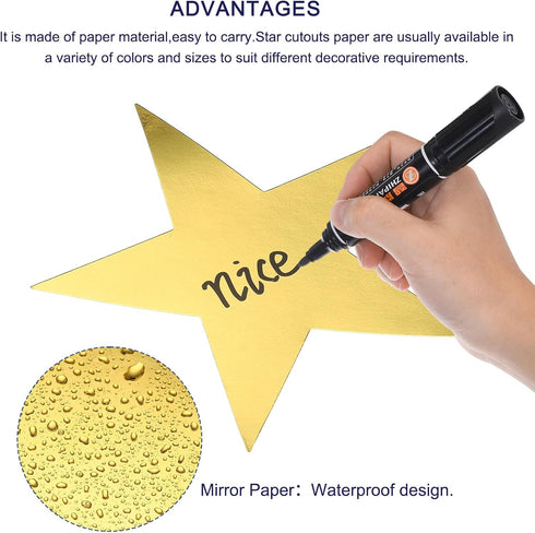 MECCANIXITY Star Cutouts Paper – Five Star Confetti Cutouts for Birthday Party Classroom Wedding Wall Decorations, 5.9