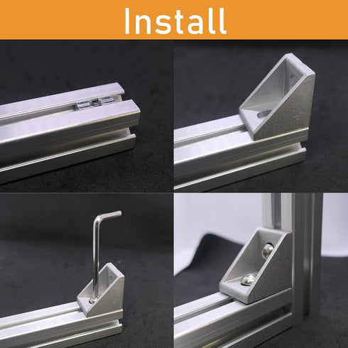 12 Sets 1010 Series Aluminum Extrusion Profile Connector, 12pcs Corner Bracket with T Nuts and Screws
