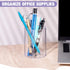 Stylish Clear Acrylic Desk Organizer Set of 3, Round Makeup Brush Holders Perfect for Home, School, and Office Supplies