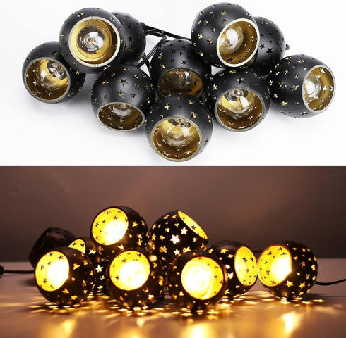 10 G40 Bulbs Decorations(9.84FT) Vigdur Lantern String Lights, Star String Lights Plug in with Clear and Star Plastic