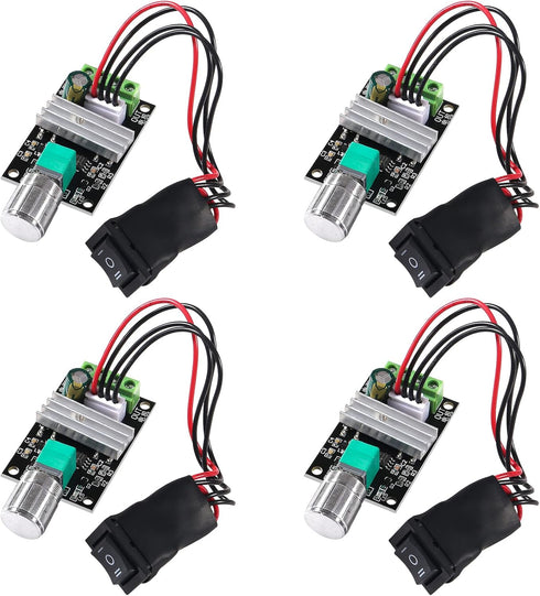 4PCS DC PWM Motor Speed Controller, Adjustable 6V 12V 24V 28V 3A 80W with Reversible Switch