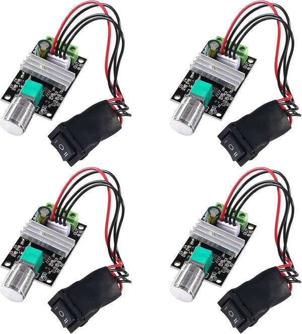 4PCS DC PWM Motor Speed Controller, Adjustable 6V 12V 24V 28V 3A 80W with Reversible Switch
