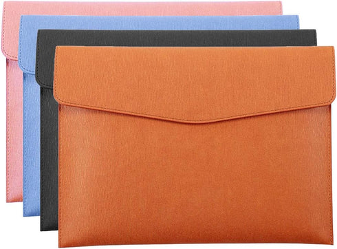 Enyuwlcm 2 Packs PU Leather A4 Document Holder, Waterproof Portfolio Envelope Folder Case with Snap Closure