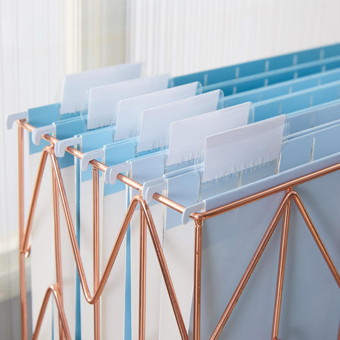 Y YOMA 6 Pack Gradient Hanging File Folders - Decorative Letter Size Folder Organizer for Filing Cabinet, Lake Blue