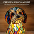 Generic 6.3inch Rainbows Pup Lamp Stained Glass Resin Dog Table Lamp, USB Powered LED Night Light for Bedroom, Desk
