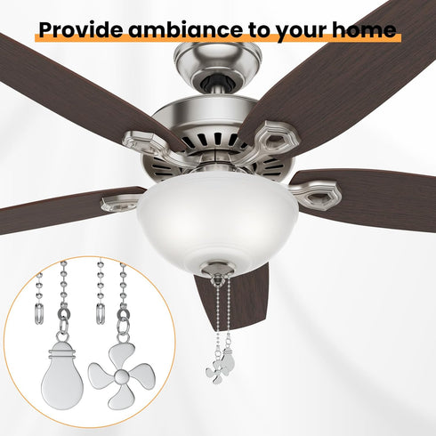 Ceiling Fan Pull Chain Extender, 2 Pcs 12 Inches Long Extension Pendant Ornament Set for Ceiling Fan & Light Lamp