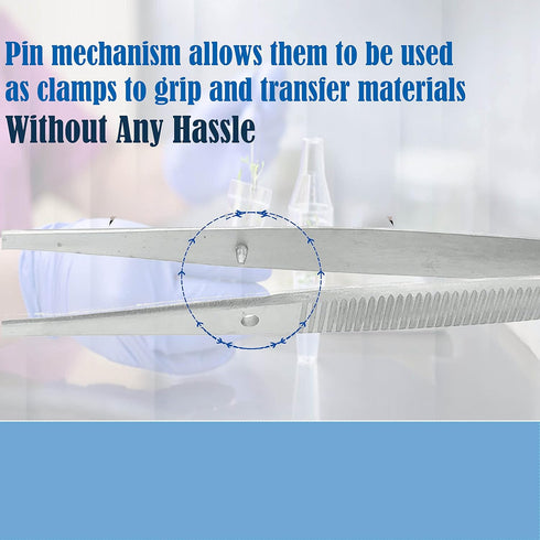 Lab Tweezers High Precision Forceps, 6" (15.2 cm), Fine Strong Angled Point Tweezers in Stainless Steel