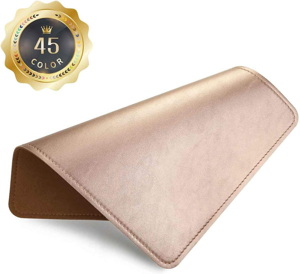 PU Leather Mouse Pad with Stitched Edge - Micro-Fiber Base, Non-Slip Waterproof for Computers (Champagne Gold)