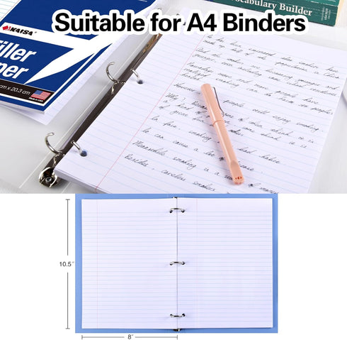 Kaisa 3 Pack Notebook Paper College Ruled, 3-Hole Punched Loose Leaf Paper 8x10.5, 150 Sheets/Pack (3 Pack-college)