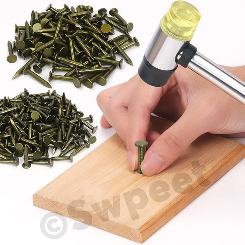 Swpeet 300Pcs 1 Inch Steel Roofing Felt Lacquered Nails, Used to Fasten Roofing Felt, Asphalt Shingles, Insulation Board