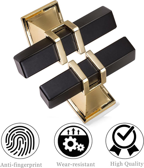 10 Pack Matte Black and Gold Cabinet Pulls, Square T Bar Handles and Knobs for Drawer and Cupboard Hardware