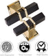 10 Pack Matte Black and Gold Cabinet Pulls, Square T Bar Handles and Knobs for Drawer and Cupboard Hardware