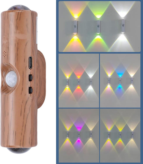 (#2) Bewinner Motion Sensor Wall Sconce | Double Head LED Night Light with Rechargeable Battery for Hallway Stairs