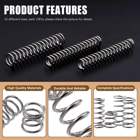 240Pcs Compression Springs Assortment Kit, Mini Stainless Steel Extension Springs for Shop and Home Repairs