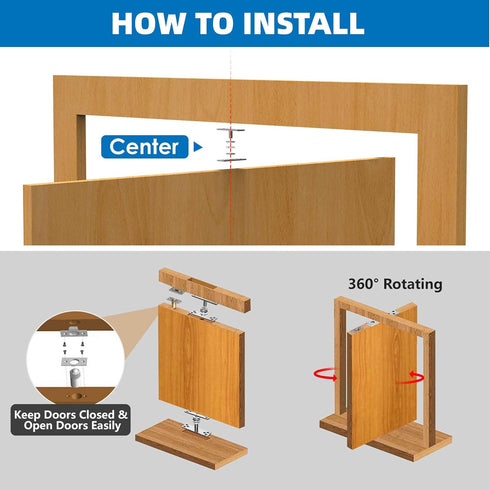 300LB Mount,1 Set) Heavy Duty Hidden Pivot Hinges Stainless Steel for Murphy Door Bookshelf Secret Room Invisible Door