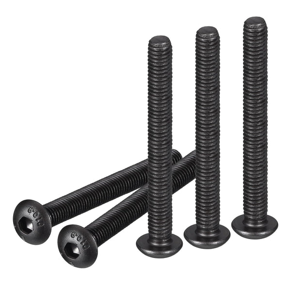 M5-0.8x45mm Button Head Socket Cap Screws - 100Pack Carbon Steel Black Oxide Hex Drive Full Thread Fasteners