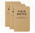 Field Notes Original Kraft 3-Pack, Mixed Paper Memo Books (1 Graph/Grid, 1 Ruled/Lined, 1 Plain/Blank)