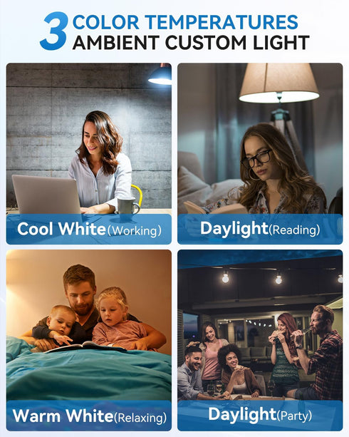 WirelessGlow Rechargeable Light Bulbs with Remote, 3 Color Temperatures and Dimmable Battery Operated Light Bulbs, Touch Control + USB Rechargeable Battery Light Bulb, A19, 2 Pack by LUXKAZSAZZI
