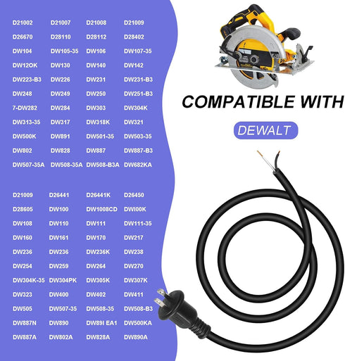33007298 Power Cord 10FT for DeWalt DW100 DW101 DW120K D26453 DW130 DW236 DW400 Electric Tools Replacement Cord