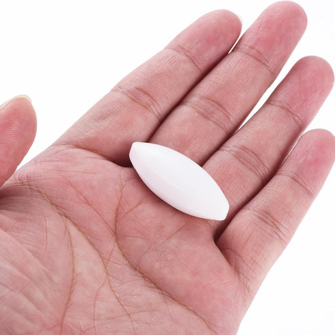 MECCANIXITY Magnetic Stirrer Mixer Stir Bar Rod 40mm x 15mm Olive Shape PTFE Coating Magnet White, 4 Pcs