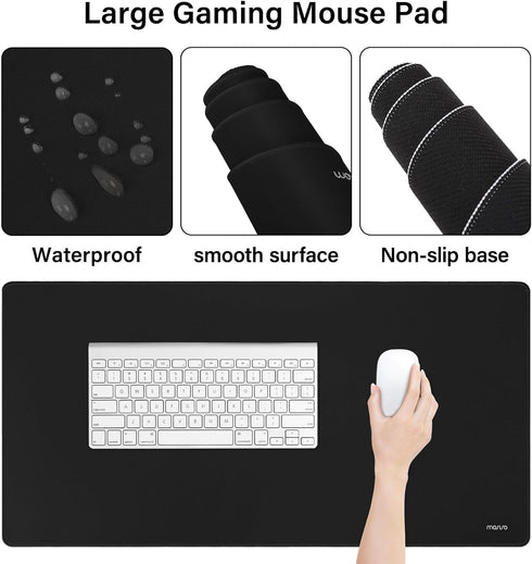 MOSISO Keyboard Mouse Pad Set, Large Gaming Mouse Pad with Wrist Rest & Coaster, Ergonomic Non-Slip Mousepad, Black