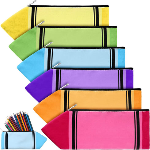 Kisston 6 Pcs Pencil Pouch Case Bulk Colorful Kawaii Cute Pencil Crayon