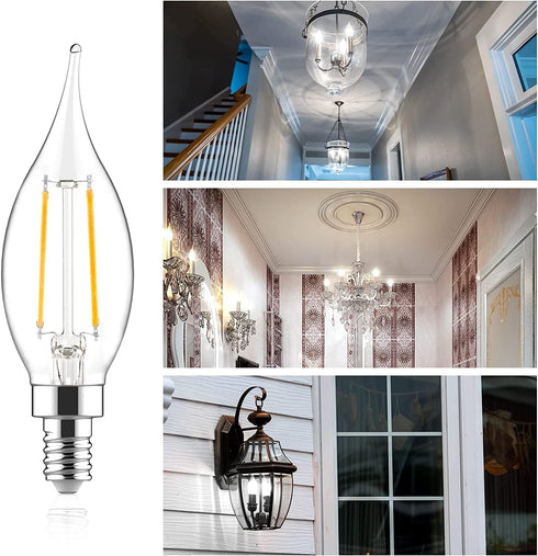 Sengled Bulbs Dimmable, E12 Bulb 60 CA10 Bulbs, 5000K 6 Count (Pack 1) Candelabra Led Light Led Watt Equivalent, Flame