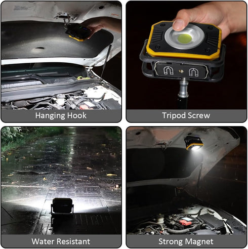 sunzone Mode(2 Pack) Rechargeable LED Work Light,Portable Flood Light with Magnetic Base,Super Bright Waterproof Job