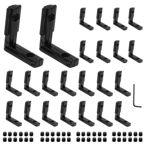 24pcs 2020 Extrusion Connector Bracket Joint, T-Slot Accessories with Screws for 8020 Aluminum Profile 3D Printer