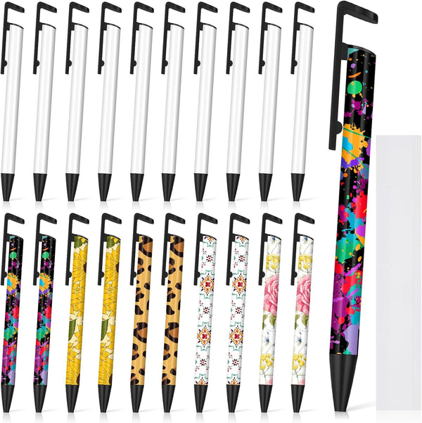 Sublimation Blank Heat Transfer Ballpoint Pens - White Aluminum Customized Clip Pen for DIY School Supplies
