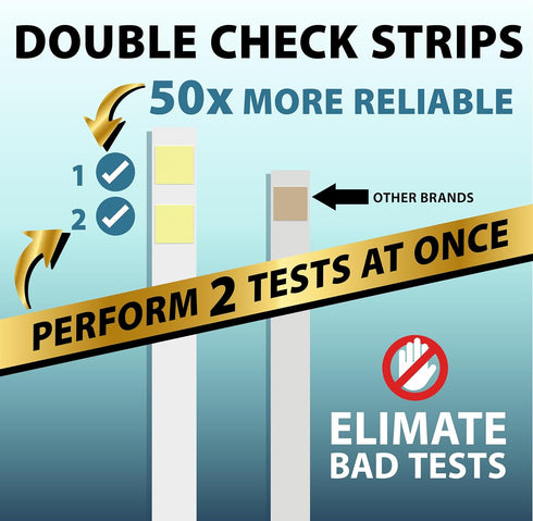 2X (100 Double-Check Protein Test Strip Kit - More Dependable Protein Test for Urine, Protein Urinalysis Home Urine