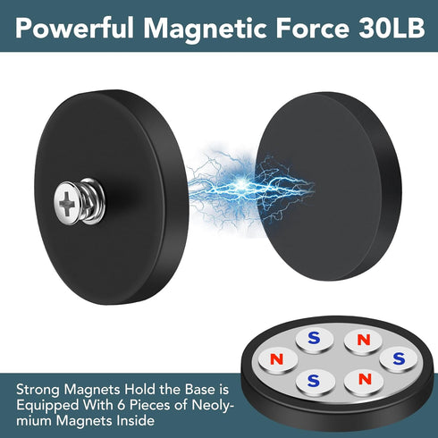 4Pcs 30LBS M5 PTZ(1.69 Inch) DIYMAG Rubber Coated Anti-Scratch Mounting Magnets, Adhesive Power Neodymium Magnet Based