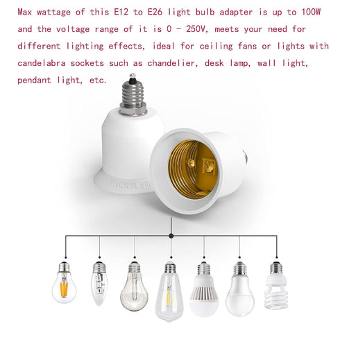 YCSSSD E12 E26 E12 E26 Bulb Bulb 6 Pack to Adapter Chandelier Light Socket Converter, Candelabra to Medium Socket