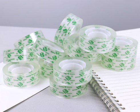 PACK 48 3/4 1000 in,1 inch BOMEI Rolls Crystal Clear Transparent Tape, Stationery Tape Refills Rolls for Dispenser