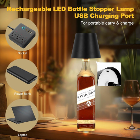2026 Dimmable(Black+White) New Wireless Bottle Lamp,LED Bottle Lights for Liquor & Wine Bottles,Bottle Light