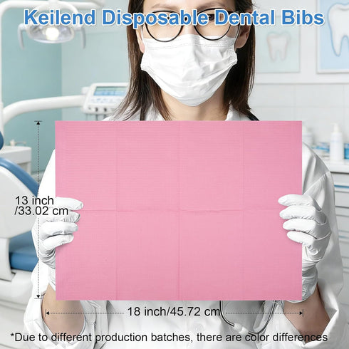 50 Pack 3 13 18 inch Black Dental Bibs Disposable Waterproof Dentist Bibs Sheet with No Leakage Poly Back, Ply x