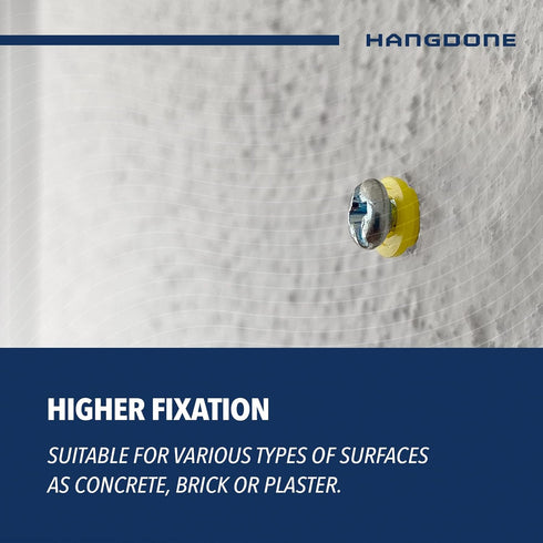 Ribbed Wall Anchors #4-#6 7/8-Inch, 100-Pack Yellow Plastic Anchors with Screws for Drywall/Concrete