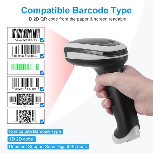 JRHC 1D 2D 3-1 2.4G &PDF417 Barcode Scanner, Handheld Barcode Reader Bluetooth Wireless QR Code Scanner Bar Code