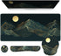iCasso Large Mouse Pad - 4in1 XXL Mousepad + Keyboard Wrist Rest + Coaster Set, Ergonomic Design (Cyan-Mountain)