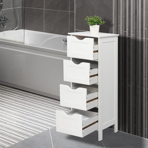 Hikarinowa 4 Single Door Bathroom Cabinet,Freestanding Bathroom Floor Cabinet ,Wooden Floor Cabinet, Side Organizer