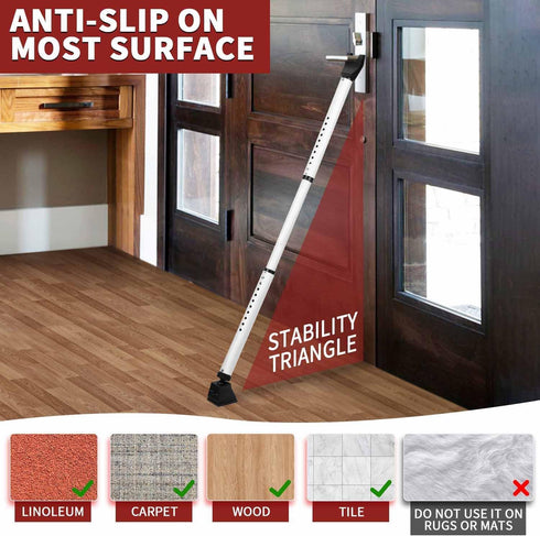 120db Jammer Security Door Stopper with Alarm & Sliding Patio Bar, Loud Alert Adjustable Security Door Security Bar